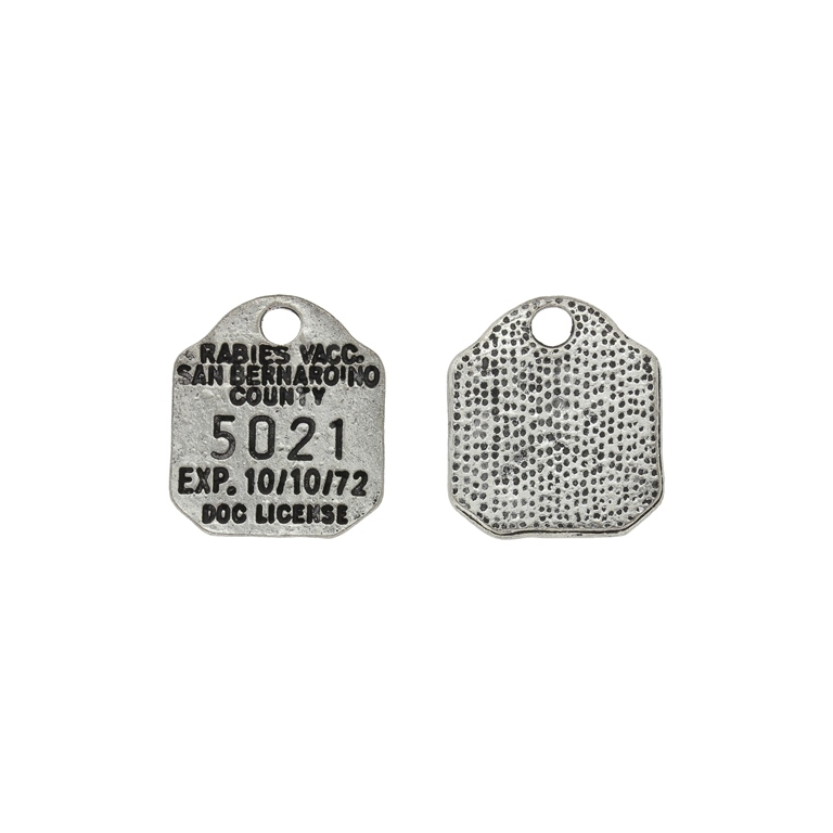 METAL BEADS - PENDANT - TILE WITH INSCRIPTION 02 - 16x19x1.2mm SILVER - PACKAGE 50pcs. Hole-3.0mm