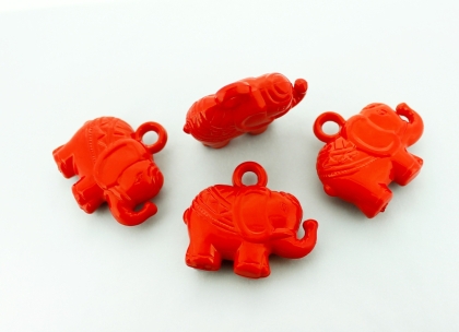 OPAQUE PLASTIC BEADS - ELEPHANT - 10x35x31mm RED С07 - PACKAGE 500g Hole-4.5mm (85pcs.)