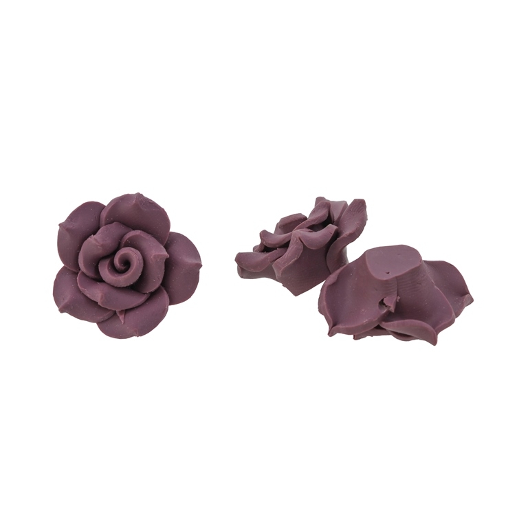 POLYMER CLAY FIMO BEADS - ROSE 01 MONOCHROME - 25x12mm ROSE DUST (DARK) 55 - 10pcs. Hole-2.0mm