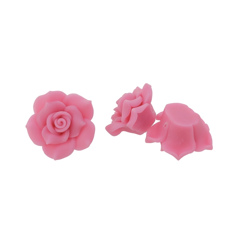 POLYMER CLAY FIMO BEADS - ROSE 01 MONOCHROME - 25x14mm PINK ELECTRICAL 56 - 10pcs. Hole-2.0mm