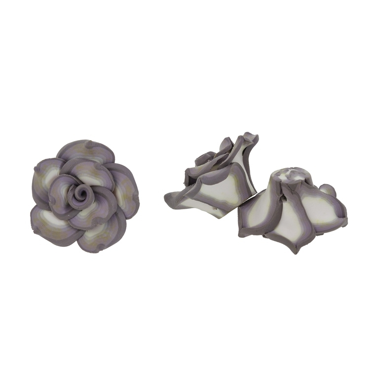 POLYMER CLAY FIMO BEADS - ROSE 01 MULTICOLORED - 25x14mm CHAMPAGNE-GRAY-GRAY (DARK) 58 - 10pcs. Hole-2.0mm