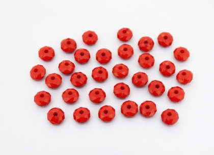 OPAQUE PLASTIC BEADS - WASHER FACETED - 5x8mm RED С07 - 50g Hole-2.0mm (270pcs.)