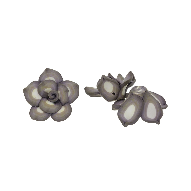 POLYMER CLAY FIMO BEADS - ROSE 01 MULTICOLORED - 25x14mm CHAMPAGNE-GRAY-GRAY (DARK) 59 - 10pcs. Hole-2.0mm