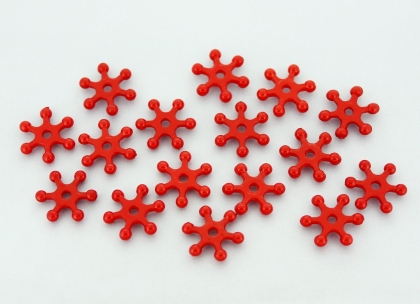 OPAQUE PLASTIC BEADS - SNOWFLAKE 01 - 3x13x15mm RED С07 - PACKAGE 500g Hole-2.0mm (3050pcs.)