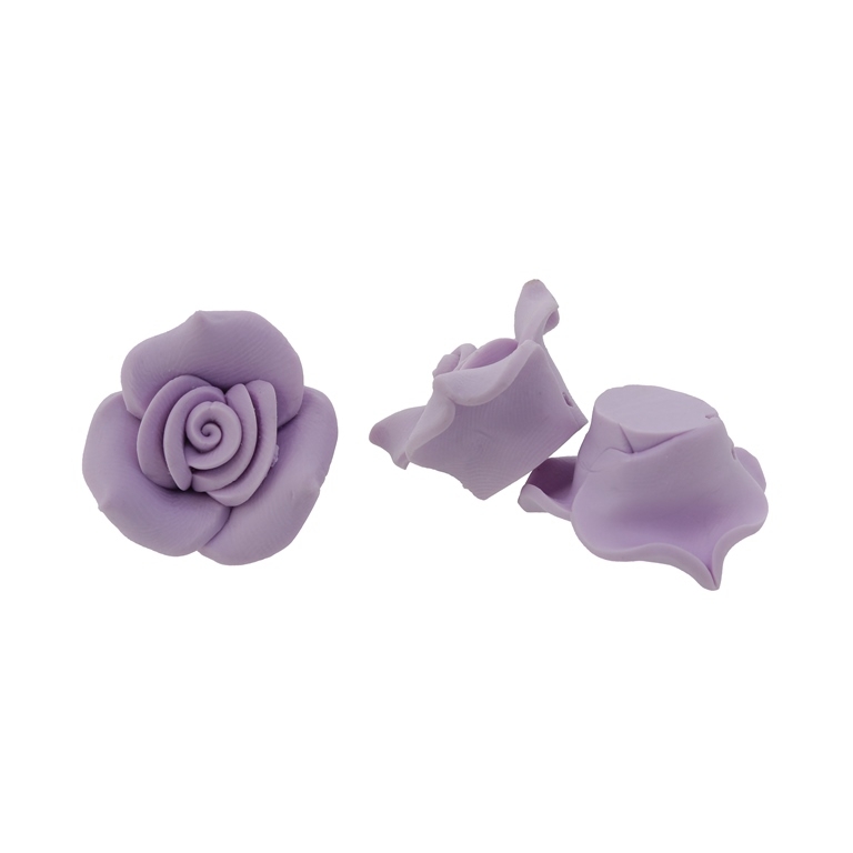 POLYMER CLAY FIMO BEADS - ROSE 03 MONOCHROME - 26x15mm PURPLE (LIGHT) 45 - 10pcs. Hole-2.0mm