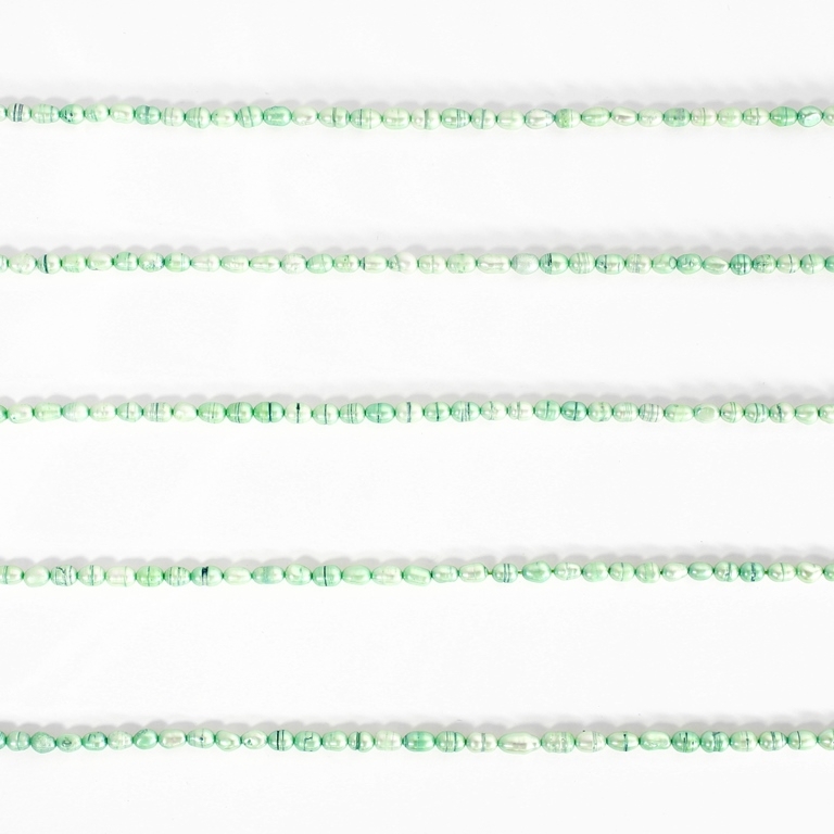 FRESHWATER PEARL BEADS - MODEL 01 - 5x7mm GREEN 04 - PACKAGE (5x60pcs.) Hole-0.8mm