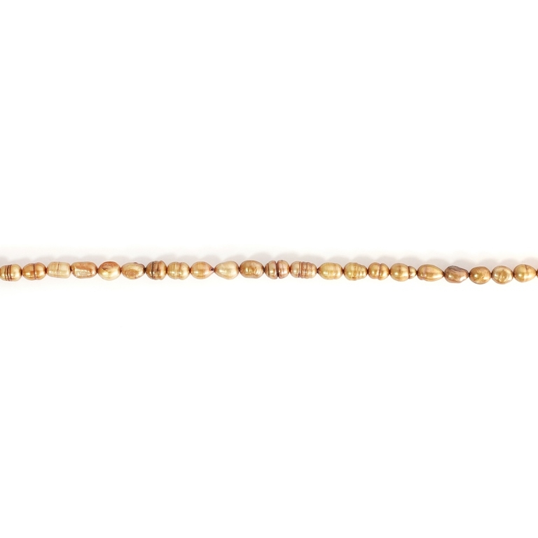 FRESHWATER PEARL BEADS - MODEL 01 - 7x9mm BROWN 08 - STRING (48pcs.) Hole-0.8mm