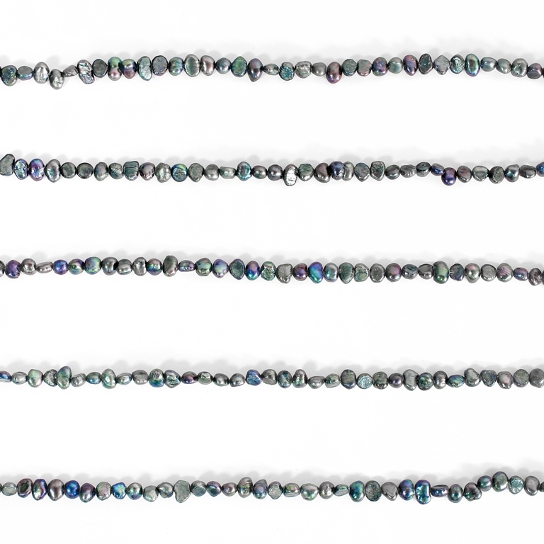 FRESHWATER PEARL BEADS - MODEL 02 - 7x6mm BLUE (DARK) 17 - PACKAGE (5x70pcs.) Hole-0.8mm