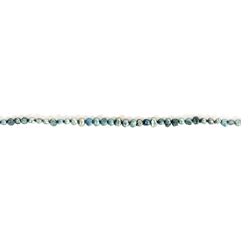 FRESHWATER PEARL BEADS - MODEL 02 - 7x6mm TURQUOISE (DARK) 16 - STRING (70pcs.) Hole-0.8mm