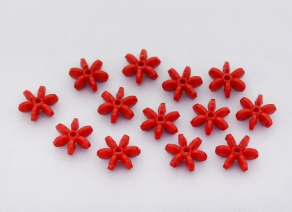 OPAQUE PLASTIC BEADS - SNOWFLAKE 02 - 5x12mm RED С07 - PACKAGE 500g Hole-2.0mm (1900pcs.)