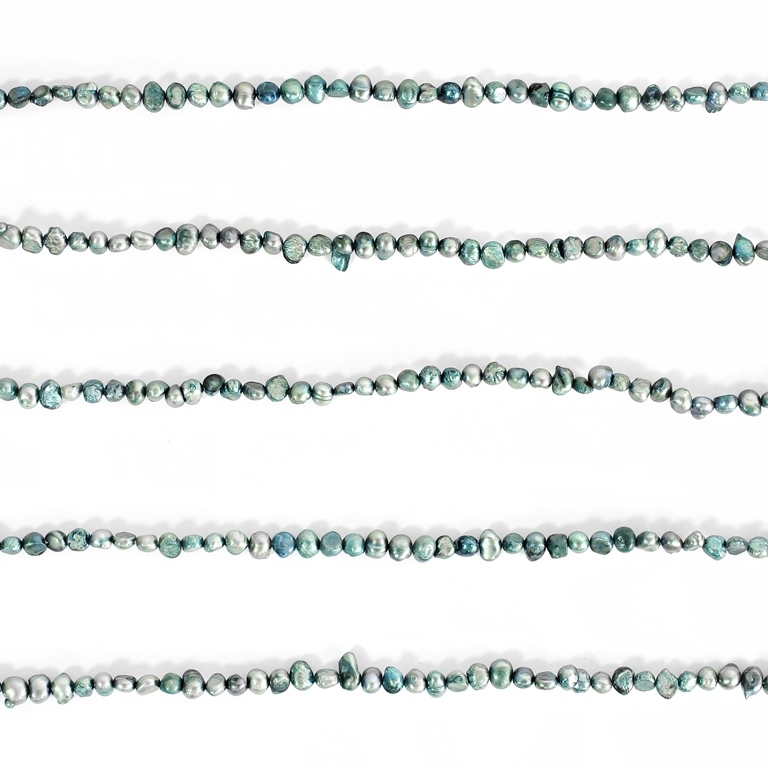 FRESHWATER PEARL BEADS - MODEL 02 - 7x6mm TURQUOISE (DARK) 16 - PACKAGE (5x70pcs.) Hole-0.8mm