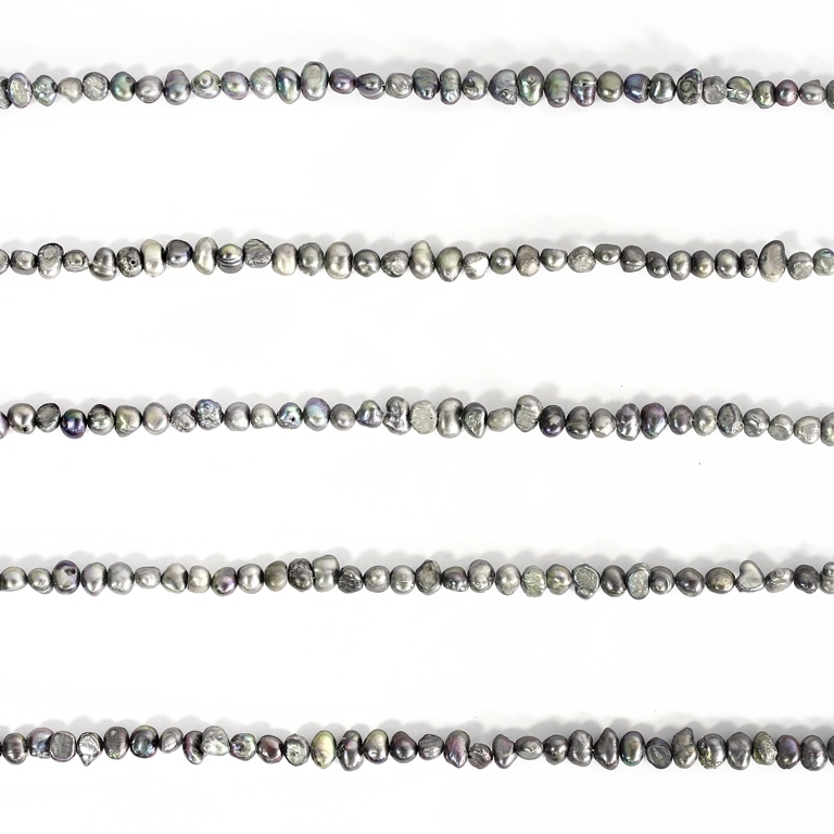 FRESHWATER PEARL BEADS - MODEL 02 - 8x6.5mm GRAY 27 - PACKAGE (5x65pcs.) Hole-0.8mm