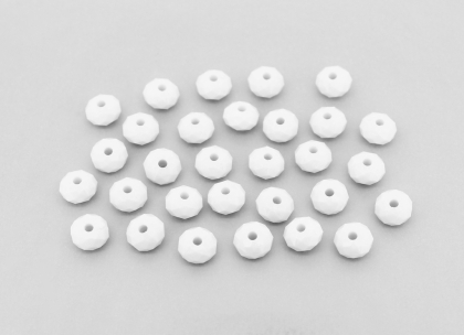 OPAQUE PLASTIC BEADS - WASHER FACETED - 5x8mm WHITE С01 - 50g Hole-2.0mm (270pcs.)