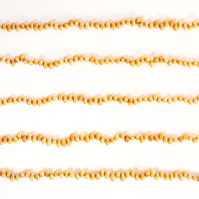 FRESHWATER PEARL BEADS - MODEL 04 - 8x5.5mm ORANGE 33 - PACKAGE (5x80pcs.) Hole-0.8mm