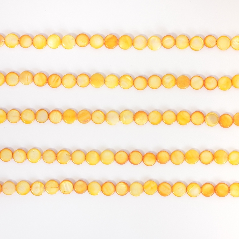 MOTHER OF PEARL BEADS - BONIBON - 10x3mm ORANGE (LIGHT) 46 - PACKAGE (5x40pcs.)  Hole-0.8mm