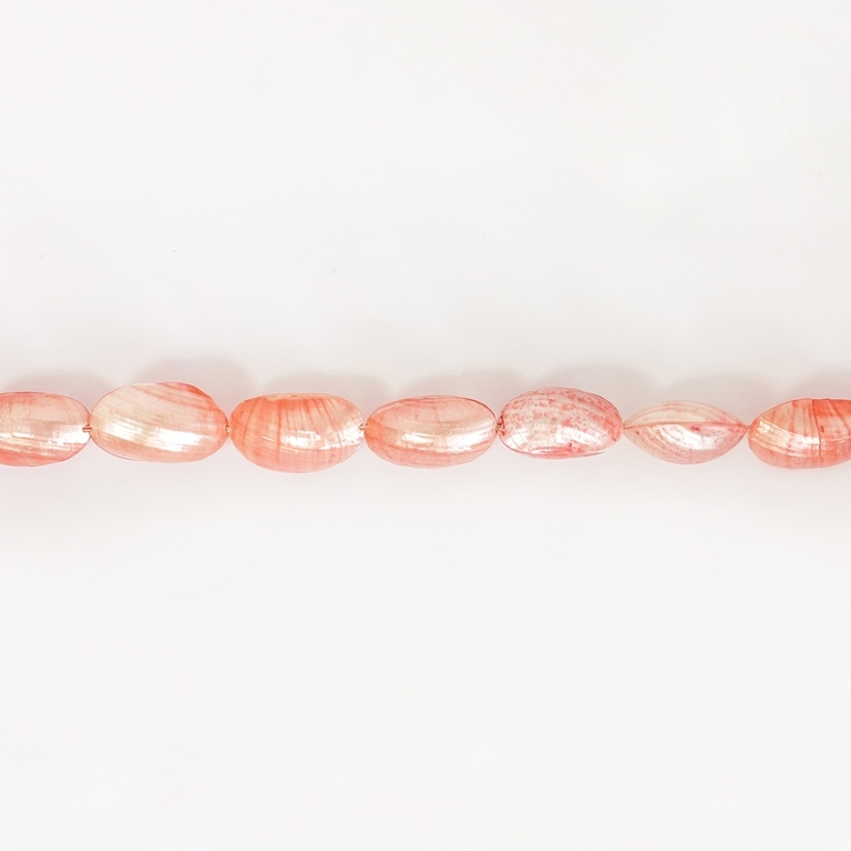 MOTHER OF PEARL BEADS - SEA SHELLS - 25x15x13mm CORAL (LIGHT) 90 - STRING (16pcs.)  Hole-1.0mm