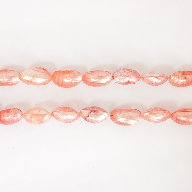 MOTHER OF PEARL BEADS - SEA SHELLS - 25x15x13mm CORAL (LIGHT) 90 - PACKAGE (2x16pcs.)  Hole-1.0mm