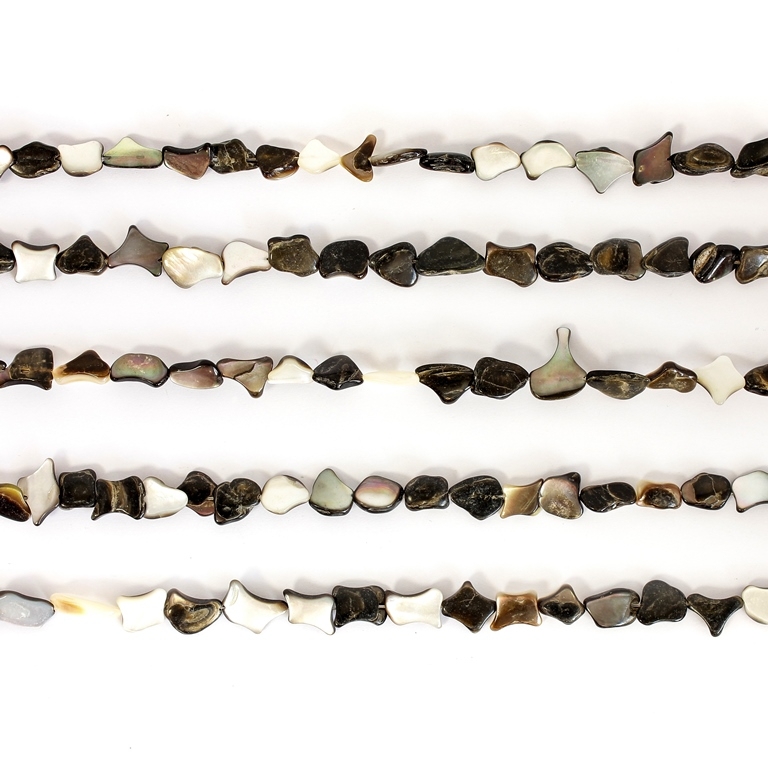 MOTHER OF PEARL BEADS - IRREGULAR FORM - 10x15mm BLACK 64 - PACKAGE (5x36pcs.)  Hole-1.0mm