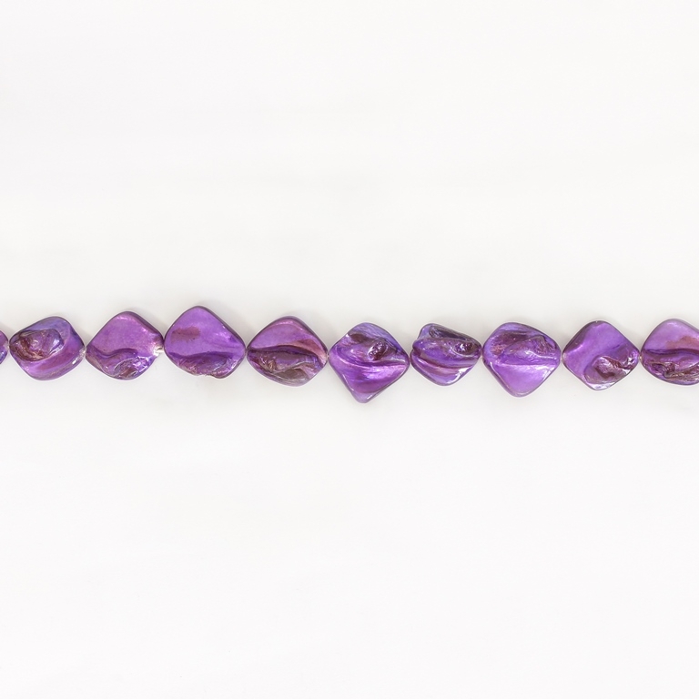 MOTHER OF PEARL BEADS - IRREGULAR TILE - 20x20mm PURPLE 70 - STRING (23pcs.)  Hole-1.0mm