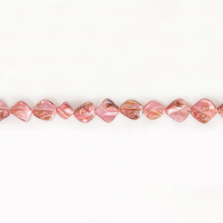 MOTHER OF PEARL BEADS - IRREGULAR TILE - 20x20mm PINK 72 - STRING (21pcs.)  Hole-1.0mm