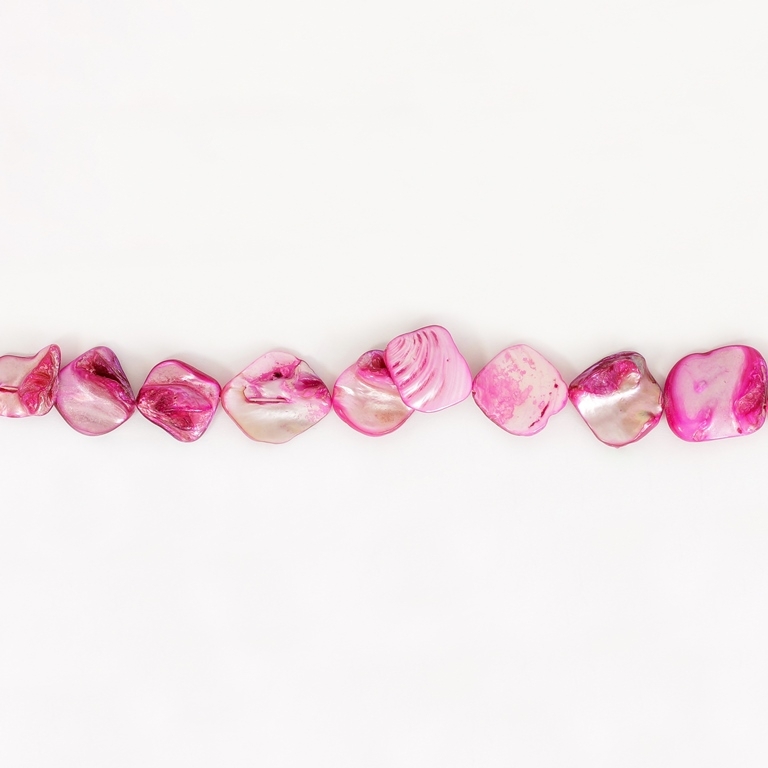 MOTHER OF PEARL BEADS - IRREGULAR TILE - 20x20mm CYCLAMEN (LIGHT) 74 - STRING (24pcs.)  Hole-1.0mm