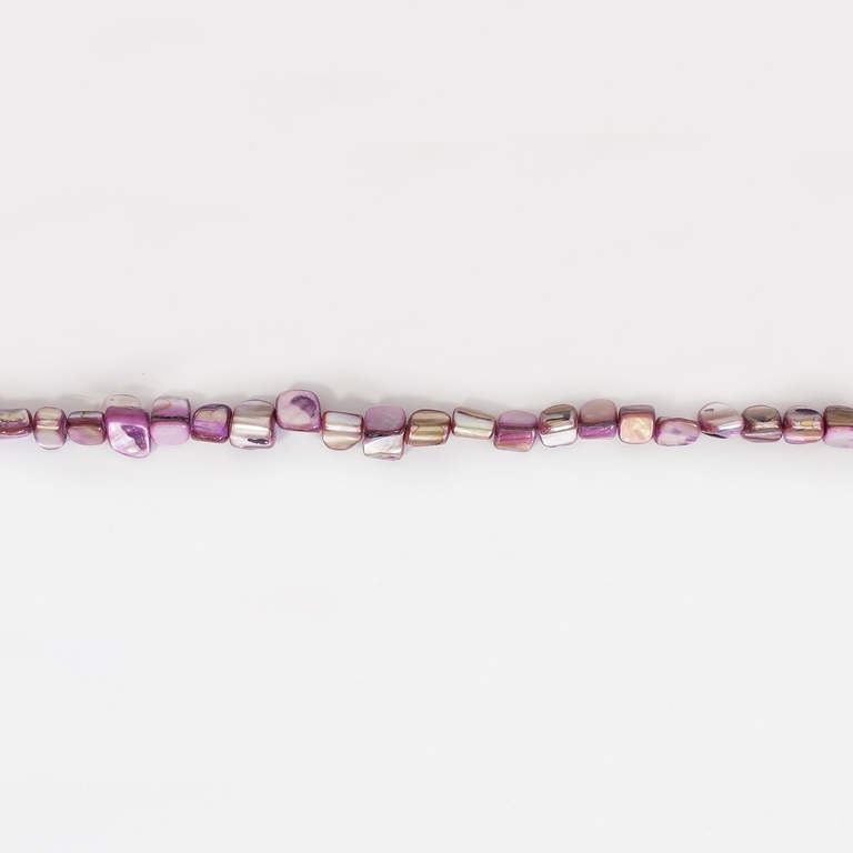 MOTHER OF PEARL BEADS - CHIPS - MODEL 01 - 8x8mm PURPLE 51 - STRING (48pcs.)  Hole-0.8mm