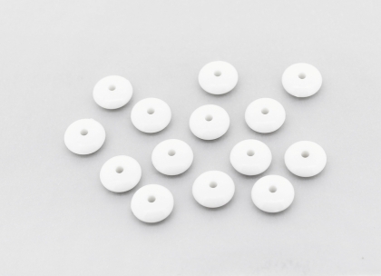 OPAQUE PLASTIC BEADS - WASHER - 3.8x10mm WHITE С01 - PACKAGE 500g Hole-1.8mm (2100pcs.)