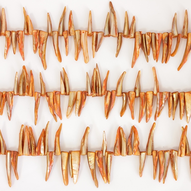 MOTHER OF PEARL BEADS - SPIKES - 30x7mm ORANGE 81 - PACKAGE (5x85pcs.)  Hole-1.0mm