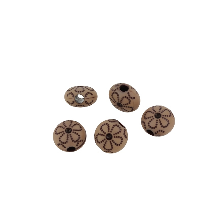 IMITATION WOOD BEADS - BONIBON FLOWER - 10x6mm BROWN AND BROWN (DARK) - PACKAGE 500g Hole-2.8mm (1180pcs.)