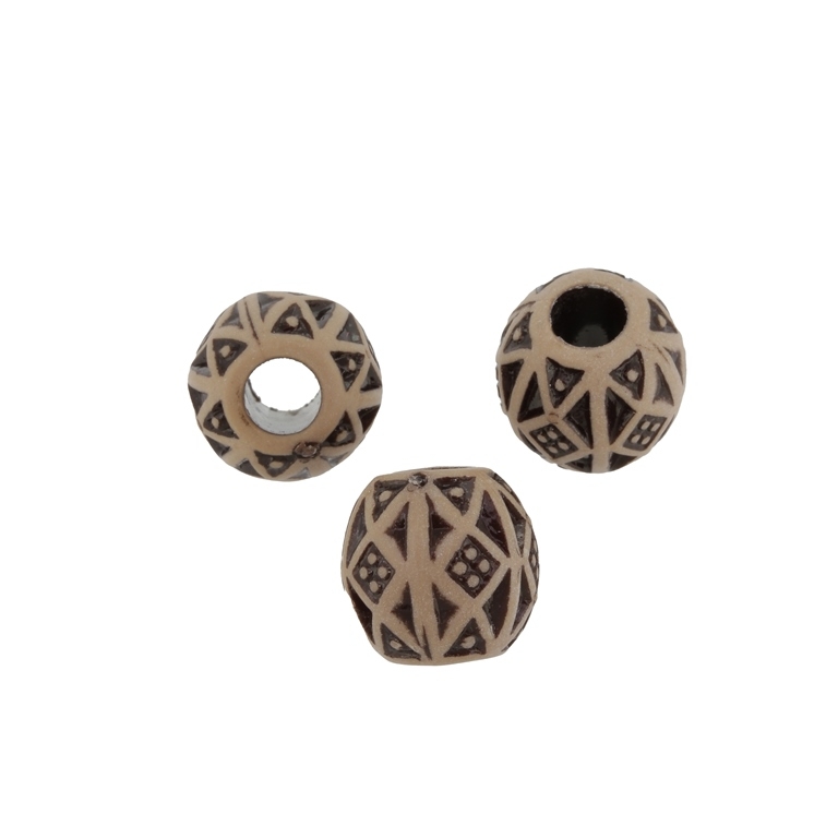 IMITATION WOOD BEADS - BALL RELIEF 03 - 15mm BROWN AND BROWN (DARK) - 50g Hole-6.0mm (28pcs.)