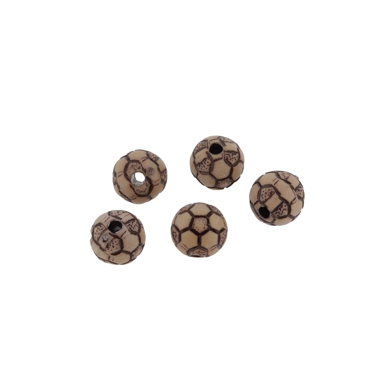 IMITATION WOOD BEADS - FOOTBALL BALL - 10mm BROWN AND BROWN (DARK) - PACKAGE 500g Hole-2.5mm (980pcs.) 