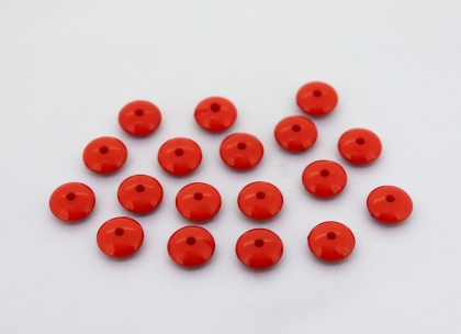 OPAQUE PLASTIC BEADS - WASHER - 3.8x10mm RED С07 - PACKAGE 500g Hole-1.8mm (2100pcs.)