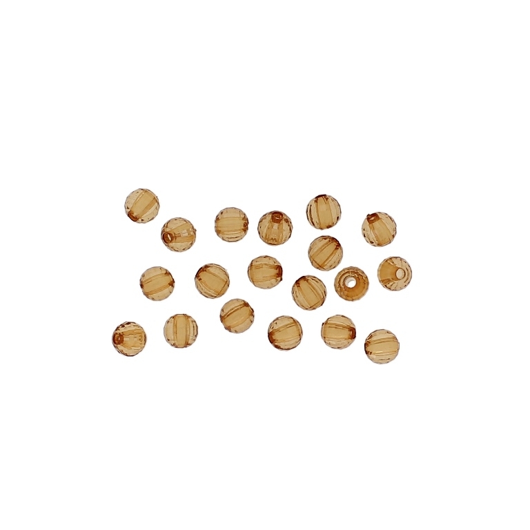 TRANSPARENT PLASTIC BEADS - BALL FACETED - 6mm BROWN (LIGHT) V62 - 50g Hole-1.8mm (420pcs.)