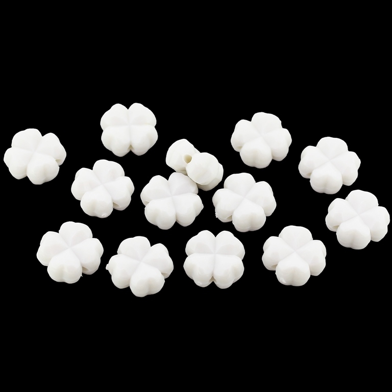 OPAQUE PLASTIC BEADS - CLOVER - 11x6mm WHITE С01 - PACKAGE 500g Hole-1.8mm (1000pcs.)