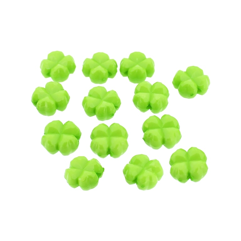 OPAQUE PLASTIC BEADS - CLOVER - 11x6mm GREEN С23 - 50g Hole-1.8mm (103pcs.)