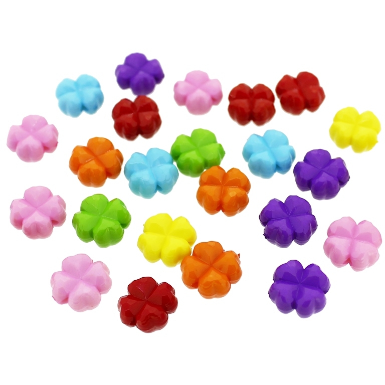 OPAQUE PLASTIC BEADS - CLOVER - 11x6mm MIX - 50g Hole-1.8mm (103pcs.)