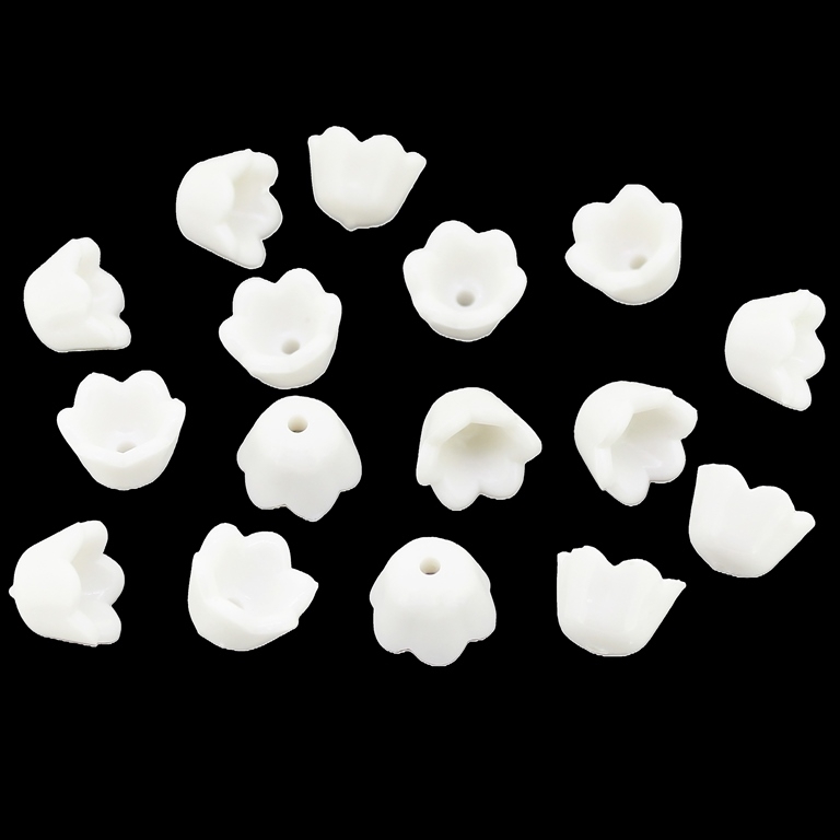 OPAQUE PLASTIC BEADS - TULIP - 6.6x10mm WHITE С01 - PACKAGE 500g Hole-1.5mm (1990pcs.)