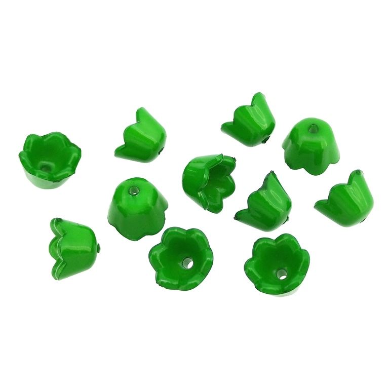 OPAQUE PLASTIC BEADS - TULIP - 6.6x10mm GREEN (DARK) С24 - PACKAGE 500g Hole-1.5mm (1990pcs.)