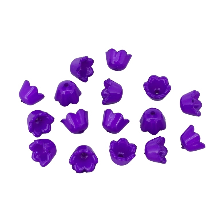 OPAQUE PLASTIC BEADS - TULIP - 6.6x10mm PURPLE (DARK) С14 - 50g Hole-1.5mm (204pcs.)