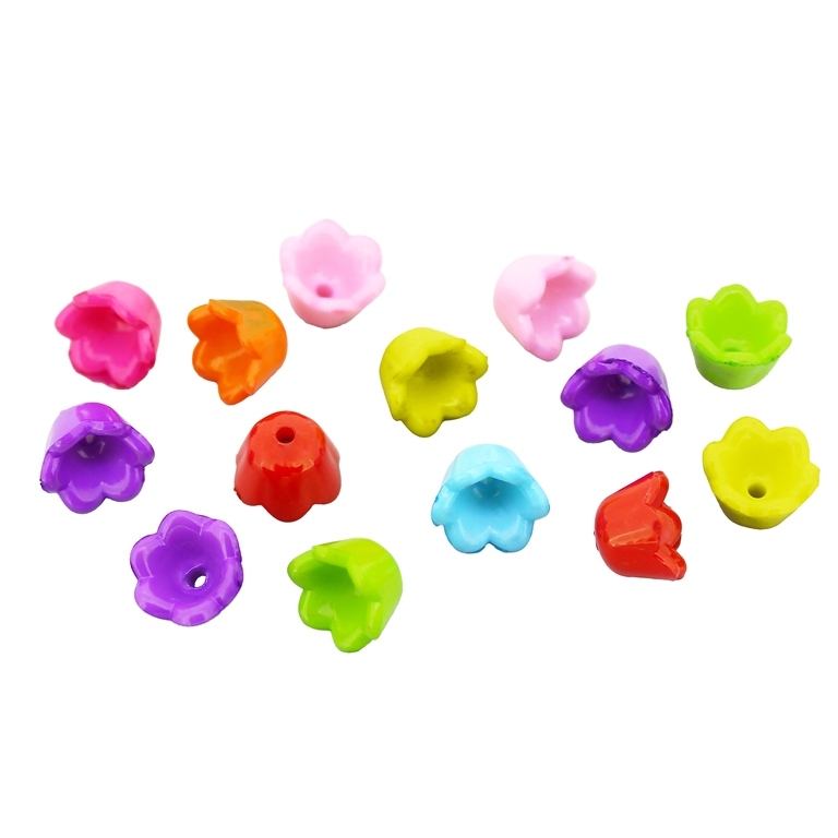 OPAQUE PLASTIC BEADS - TULIP - 6.6x10mm MIX - 50g Hole-1.5mm (200pcs.)