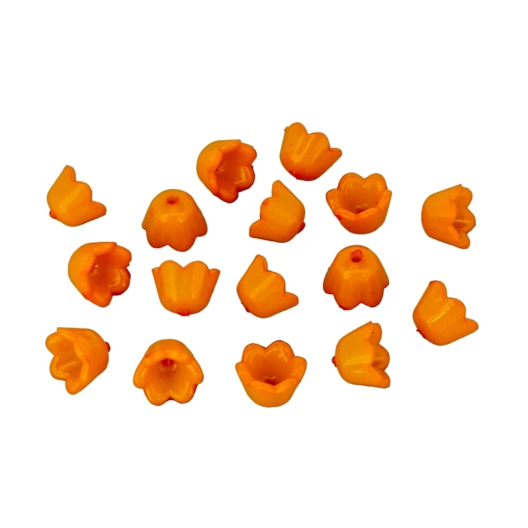 OPAQUE PLASTIC BEADS - TULIP - 6.6x10mm ORANGE С21 - PACKAGE 500g Hole-1.5mm (2040pcs.)