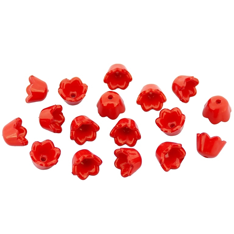 OPAQUE PLASTIC BEADS - TULIP - 6.6x10mm RED С07 - 50g Hole-1.5mm (200pcs.)