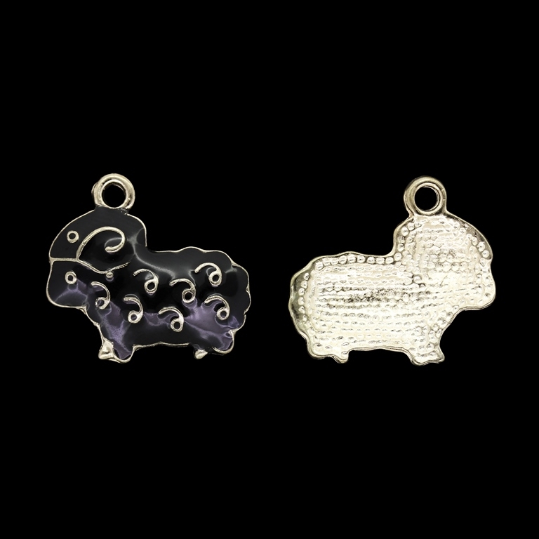 METAL BEADS WITH ENAMEL - PENDANT - ARIES 04 - 21x23x2.5mm GOLD-BLACK - PACKAGE 30pcs. Hole-2.4mm