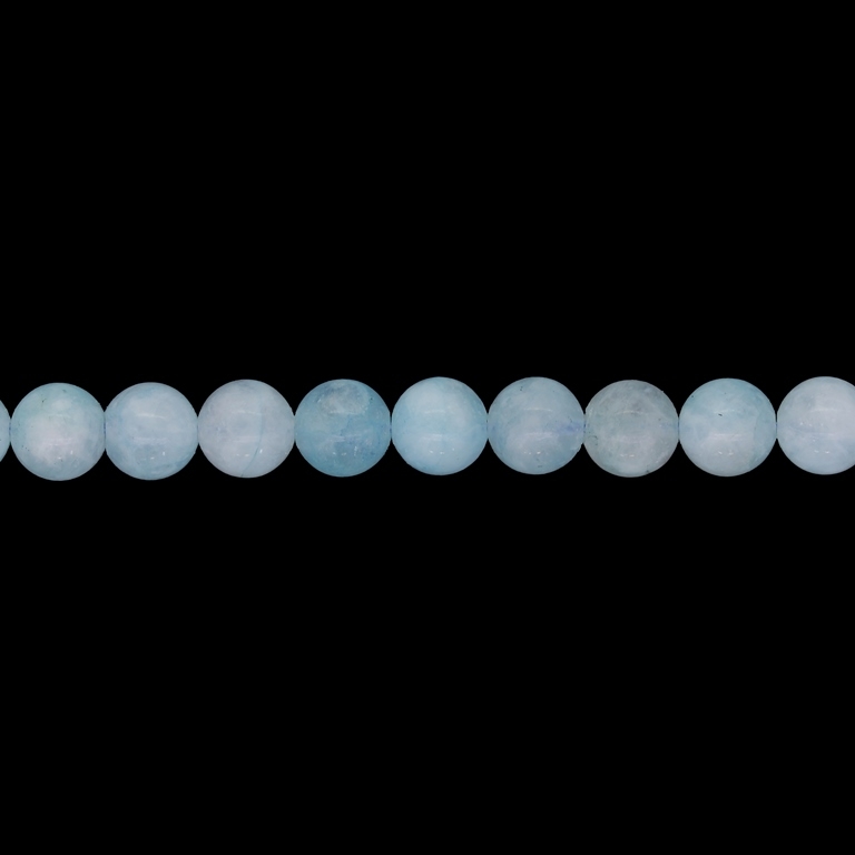 NATURAL STONE BEADS - AQUAMARINE - 8mm - STRING (48pcs.) Hole-1.0mm