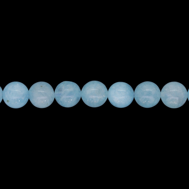 NATURAL STONE BEADS - AQUAMARINE - 10mm - STRING (38pcs.) Hole-1.0mm