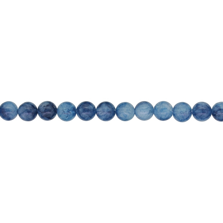 NATURAL STONE BEADS - AQUAMARINE DARK BLUE - 6mm - STRING (64pcs.) Hole-1.0mm