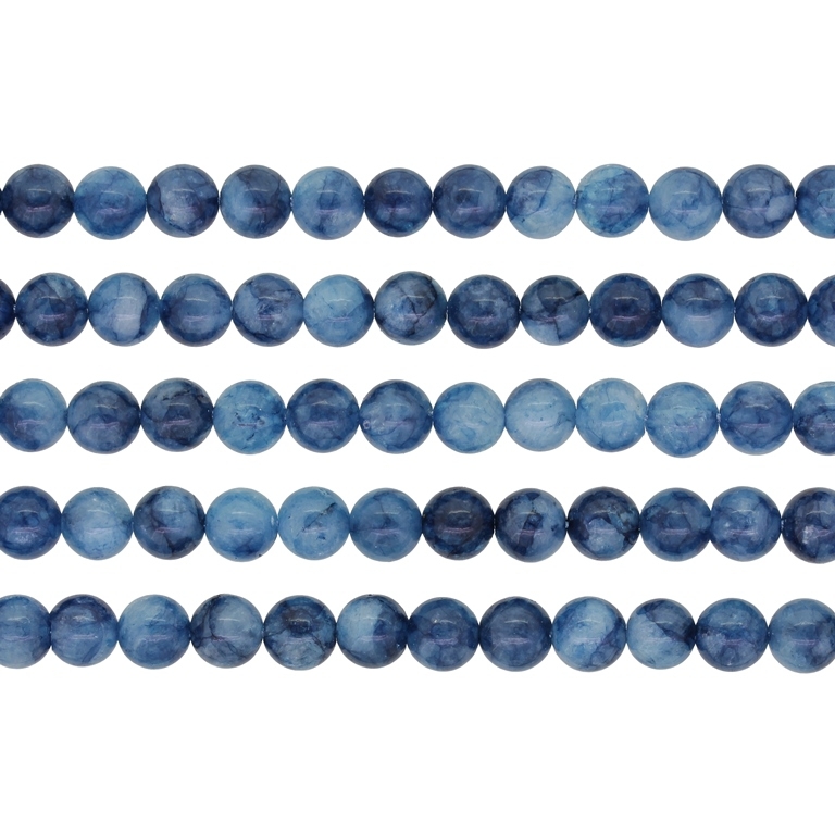 NATURAL STONE BEADS - AQUAMARINE DARK BLUE - 6mm - PACKAGE (5x64pcs.) Hole-1.0mm