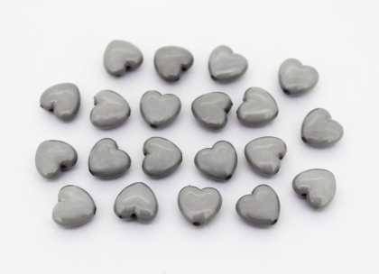 OPAQUE PLASTIC BEADS - HEART 01 - 10x10.5x6mm GRAY С35 - PACKAGE 500g Hole-1.8mm (1250pcs.)