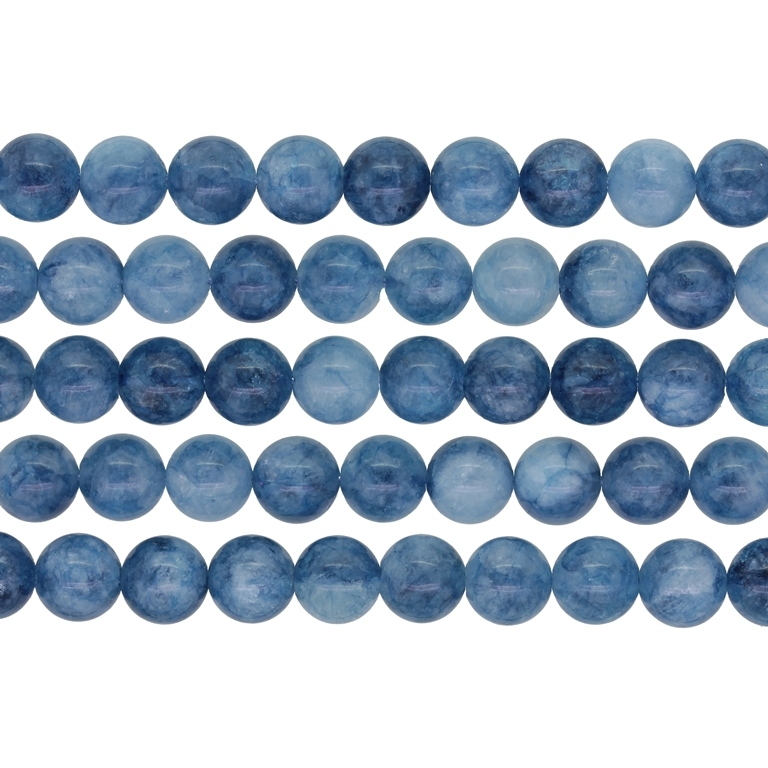 NATURAL STONE BEADS - AQUAMARINE DARK BLUE - 8mm - PACKAGE (5x48pcs.) Hole-1.0mm