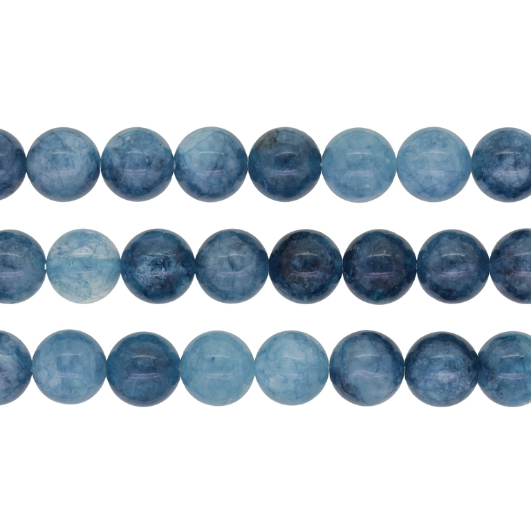 NATURAL STONE BEADS - AQUAMARINE DARK BLUE - 10mm - PACKAGE (3x38pcs.) Hole-1.0mm